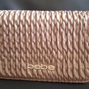 bebe Woven Metallic Brown Clutch
